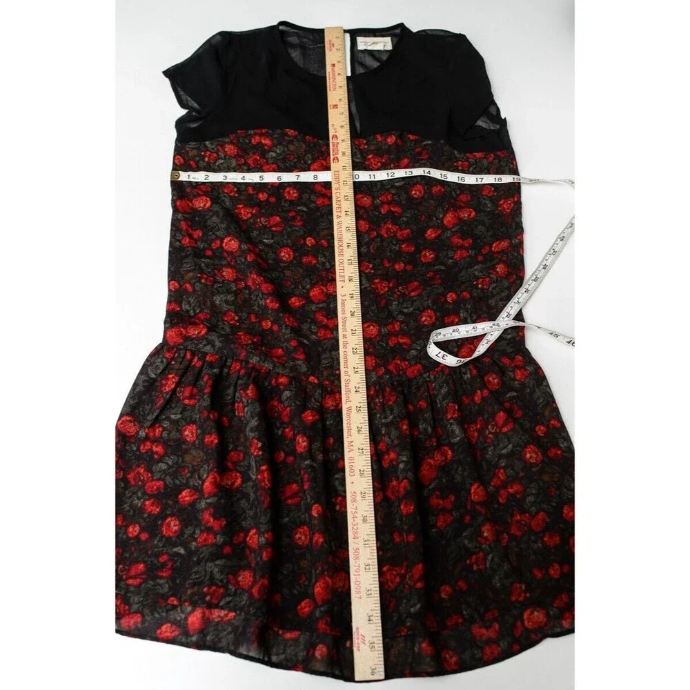 Denim & Supply Ralph Lauren Black rose print mini dress ruffle goth - Picture 5 of 5